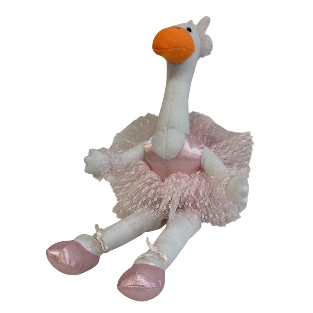 Russ Berrie Olivia Ostrich Ballerina Plush Pink Tutu White Bird 7419